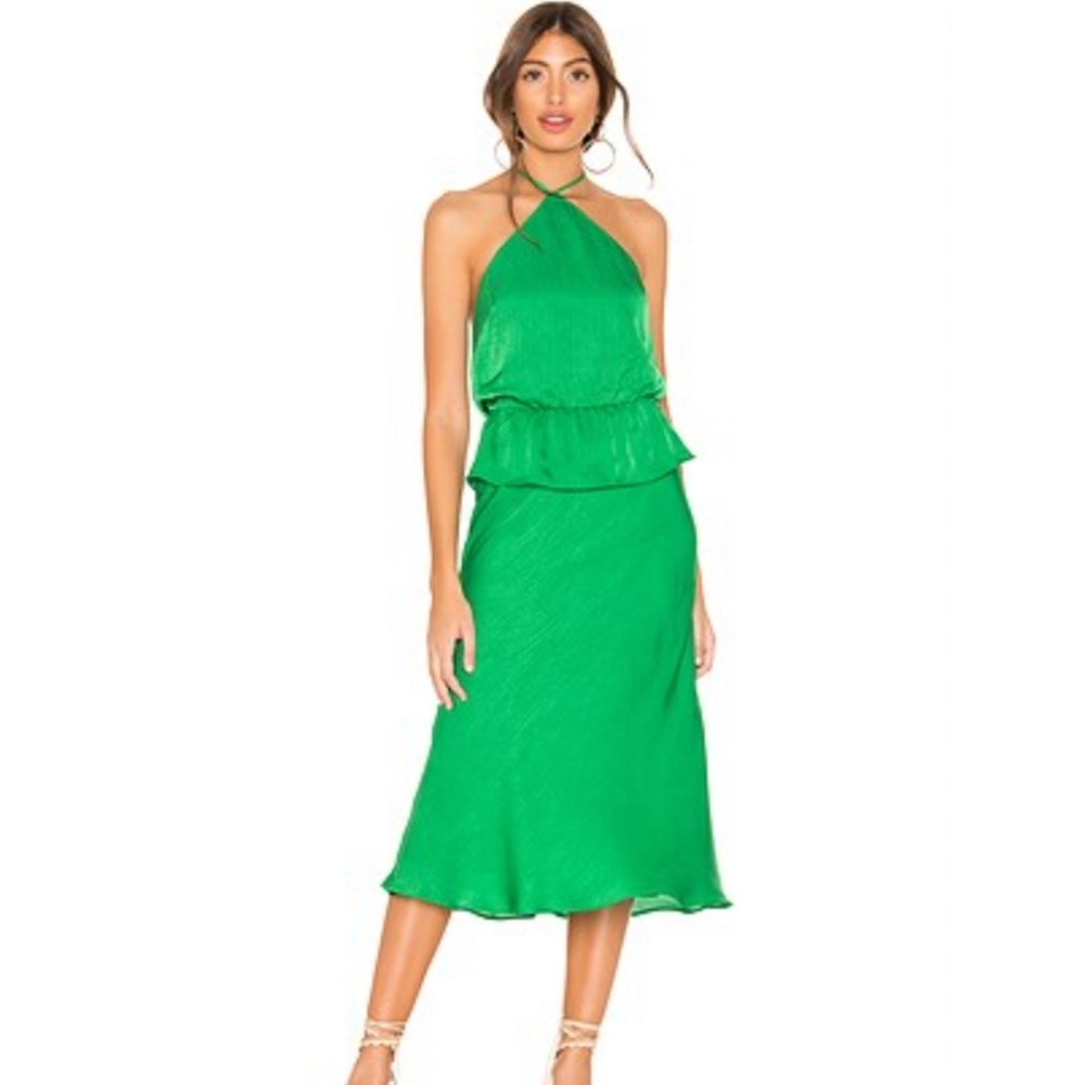 House Of Harlow 1960 Revolve Katrien Kelly Green Halter‎ Midi Dress Size Small